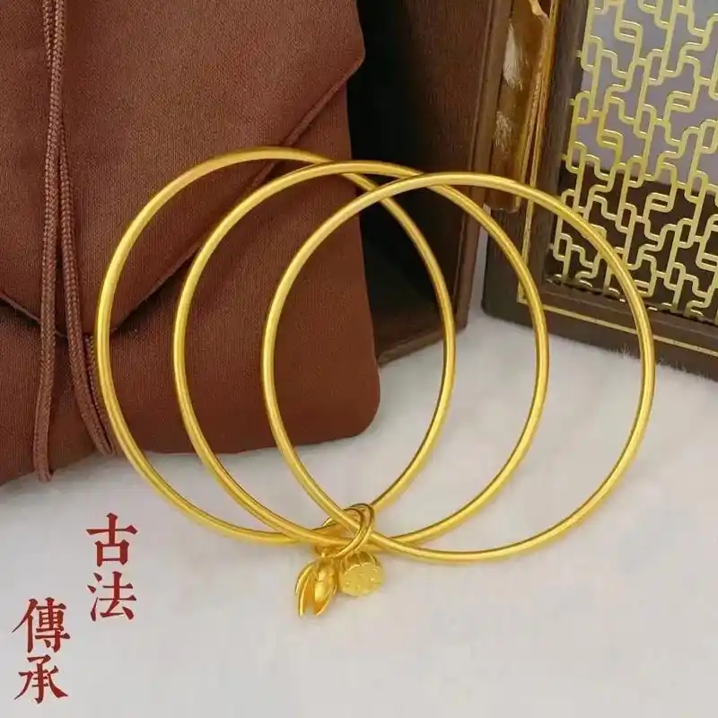 足金999 古法三生三世手镯  叠戴三圈的独特设计95&