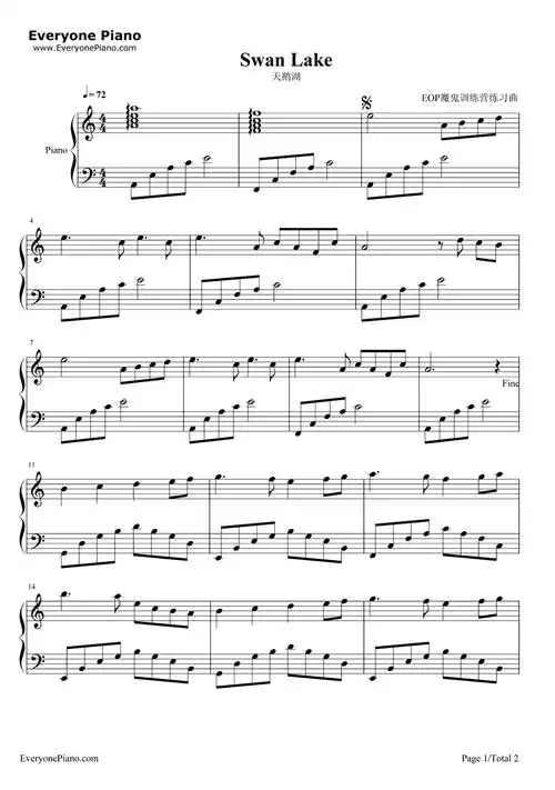 天鹅湖钢琴谱_柴科夫斯基_经典芭蕾舞剧