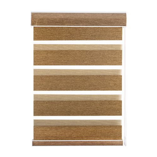 lism遮阳防晒柔纱帘成品办公室斑马帘卷帘双层高遮光柔纱窗帘 棕褐色