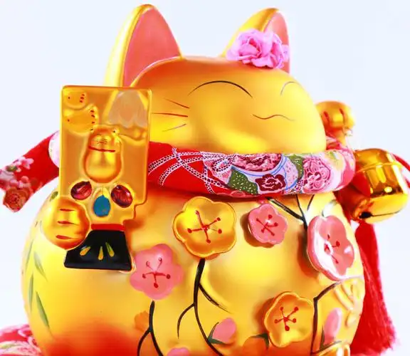 中国风品质陶瓷发财猫开业品质礼品7寸吉祥如意发财猫家居摆件