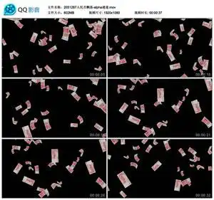 满屏人民币撒钱下钞票雨百元大钞飘落抓钱影视特效视频素材带通道