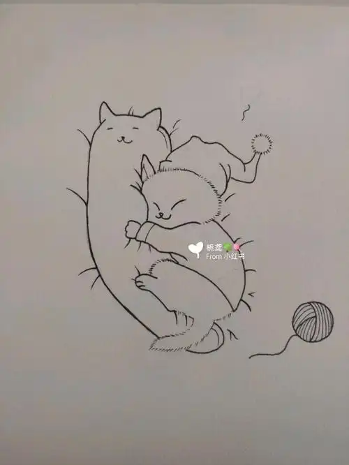 手帐简笔画治愈系熊抱晚安简笔画治愈系手帐腮红插画阴影