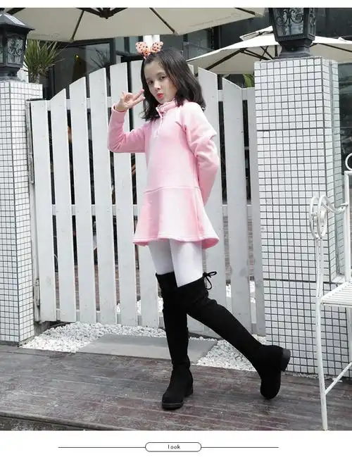 女童鞋长靴秋冬季2020年儿童靴子长筒过膝靴公主中大童弹力靴高筒