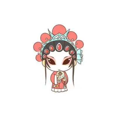 柳梦梅简笔画图片xg8国潮国粹卡通戏曲花旦中小学京剧人物插画涂色