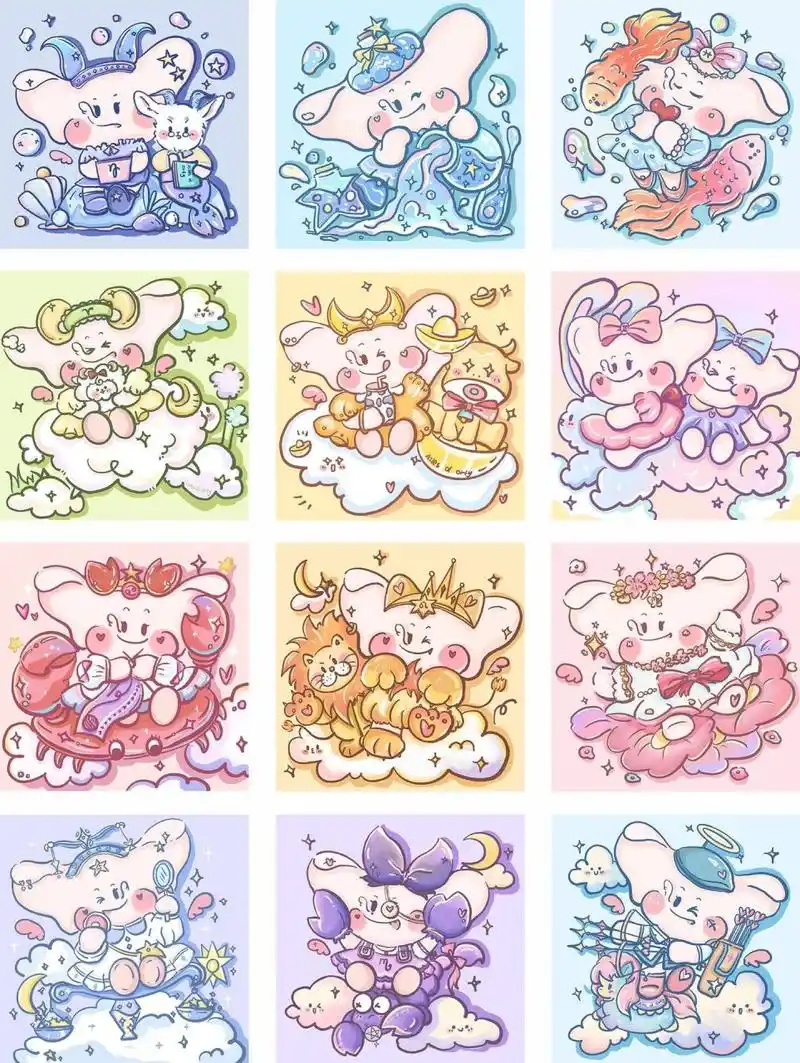 可爱小象十二星座来咯!绘画漫画插画