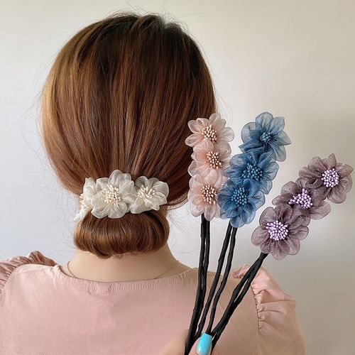 韩版网红盘发器2021新款丸子头花朵懒人花苞头扎发神器长发造型女