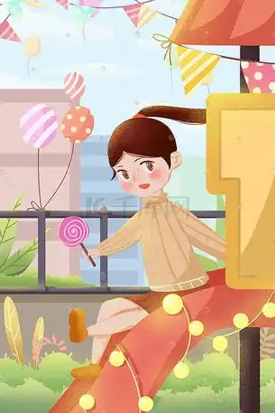 六一儿童节可爱女孩插画-六一儿童节可爱女孩配图-千库网