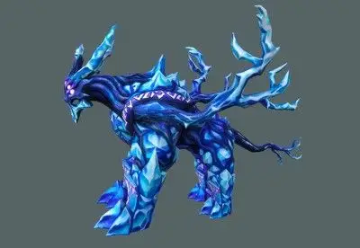 手绘贴图寒冰麒麟兽冰魔冰妖