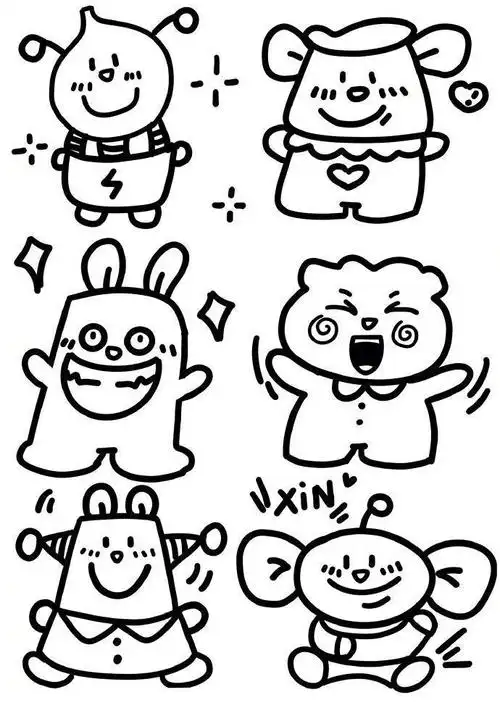 可爱的涂鸦简笔画素材cr齐齐的绘画