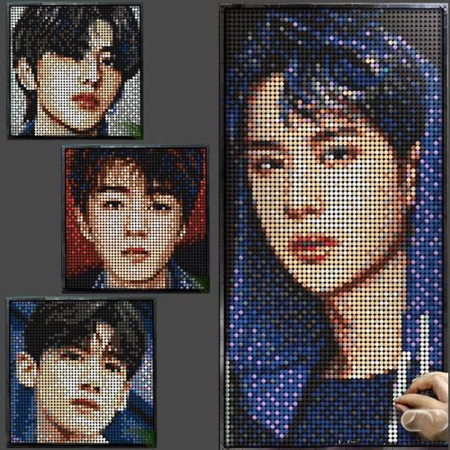 兼容乐高积木像素画拼图moc明星送男女朋友礼物照片订制diy王一博