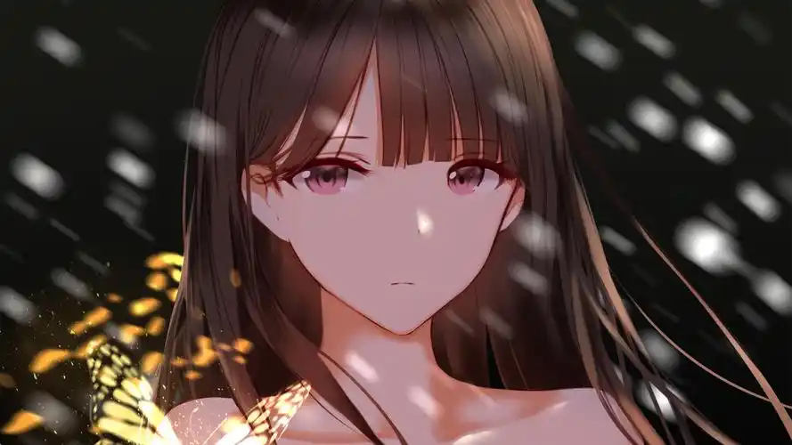 长发女孩蝴蝶二次元动漫壁纸