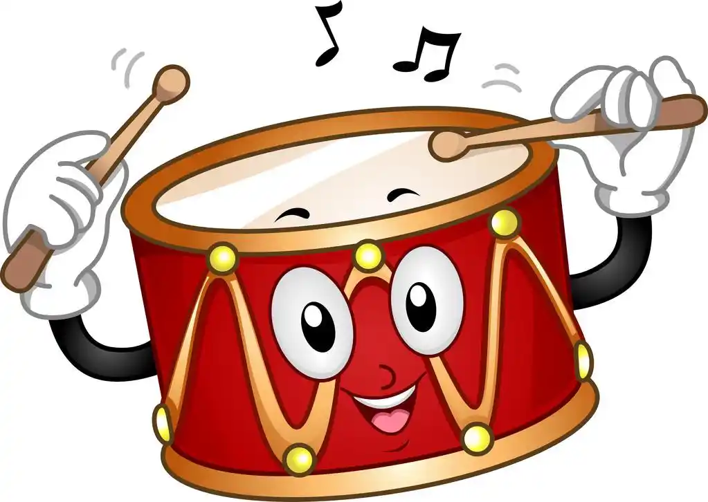 鼓的吉祥物,吉祥物的快乐打鼓本身的插图