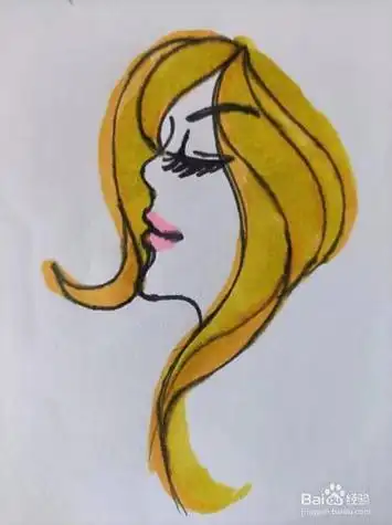 简单地勾勒几笔就是一幅金发美女的侧脸那么简笔画可以怎么画呢
