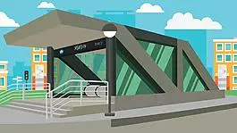 地铁口白天插画