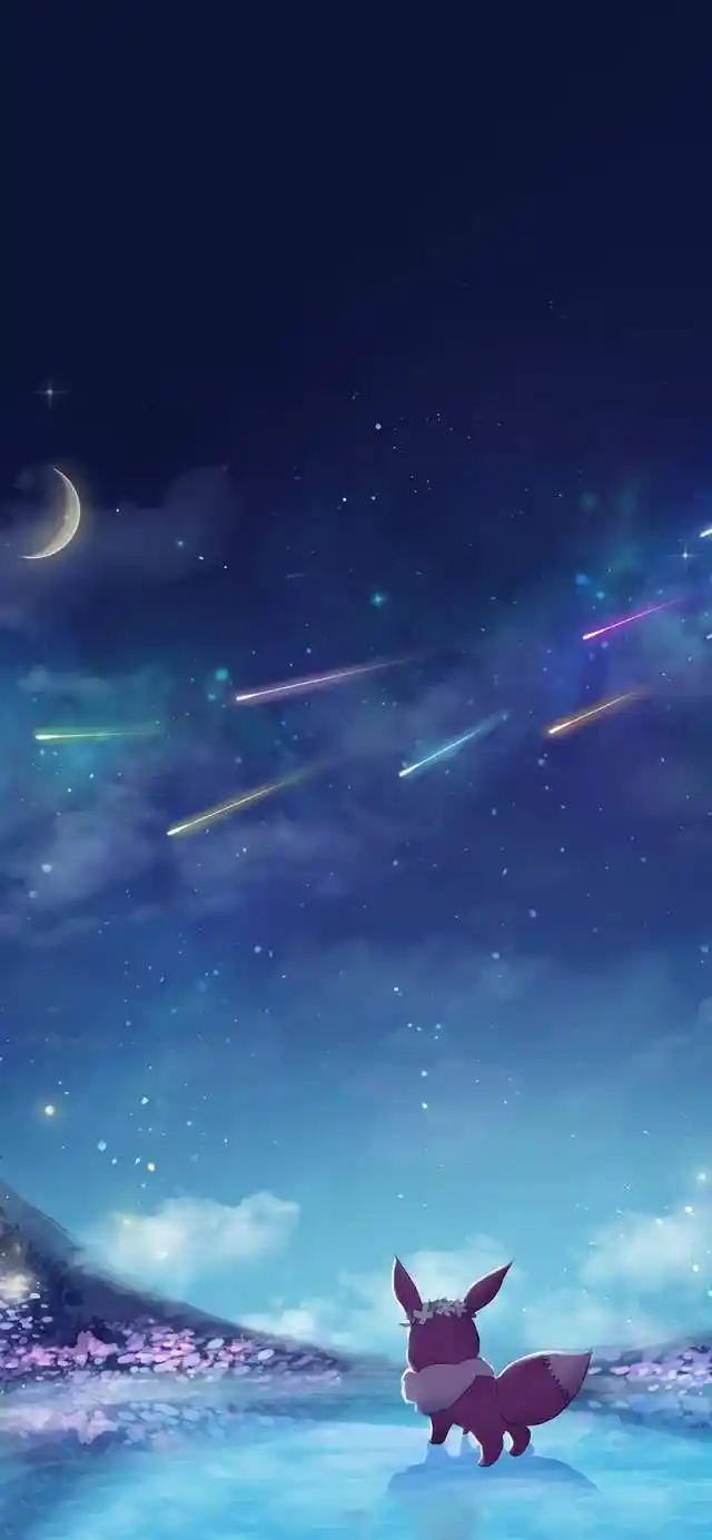 超级梦幻的星空月夜插画