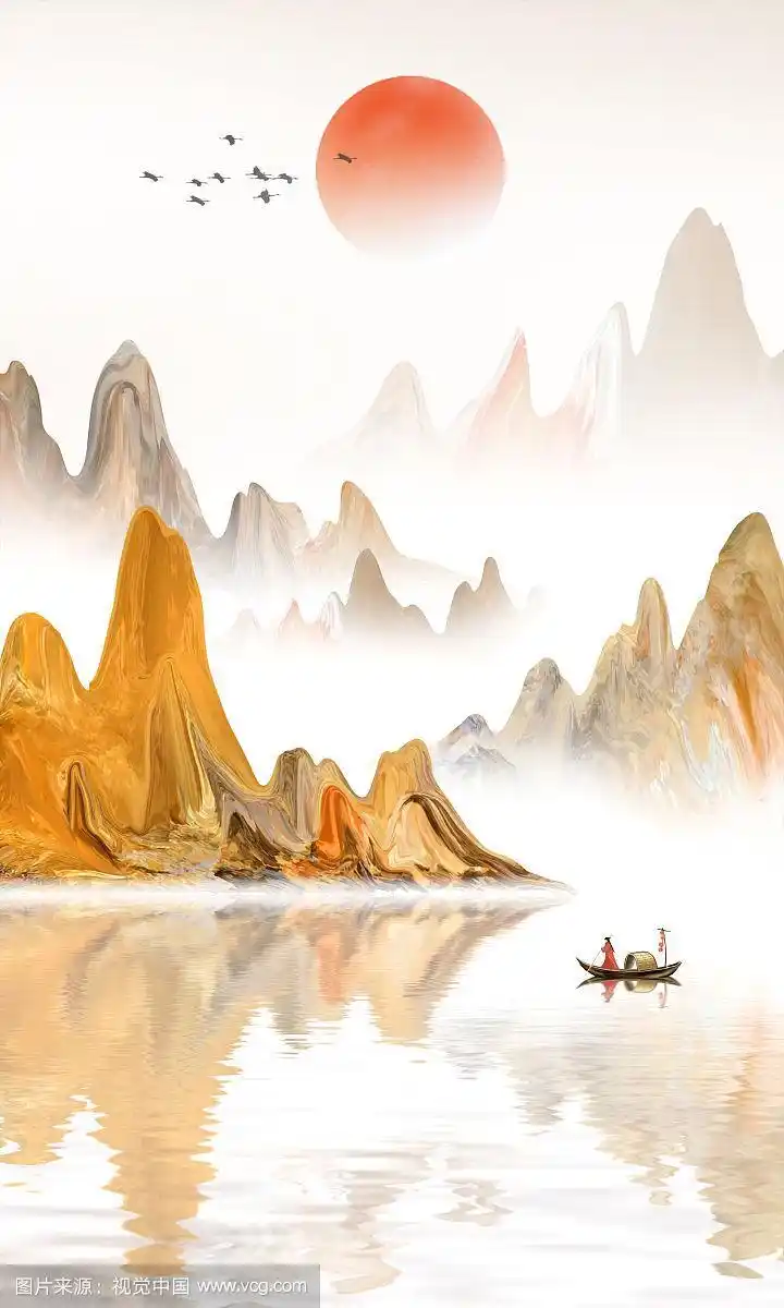 金色鎏金山水画