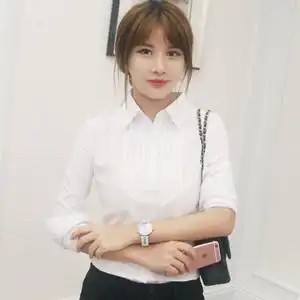 白衬衫女职业工作长袖正装夏秋修身v领衬衣短袖女装ol寸女士长袖衬衫