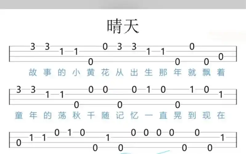 尤克里里晴天曲谱