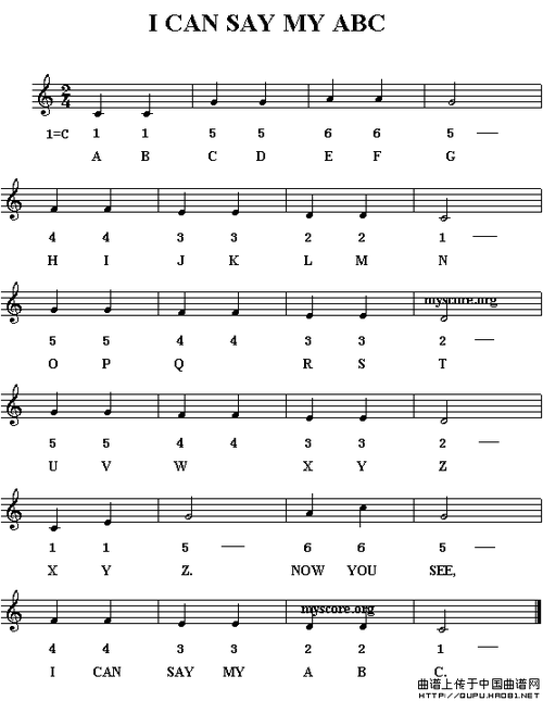 i can say my abc(英文字母歌)_外国曲谱_曲谱下载网