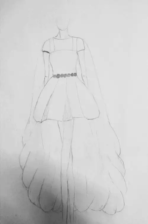 线稿 婚纱 手绘 黑白