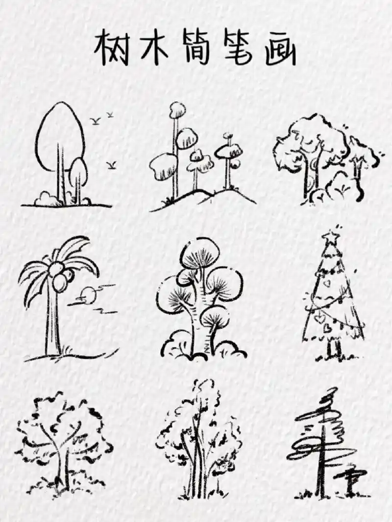 树木简笔画～(含教程) 简单的树木简笔画9898 软件:procreate