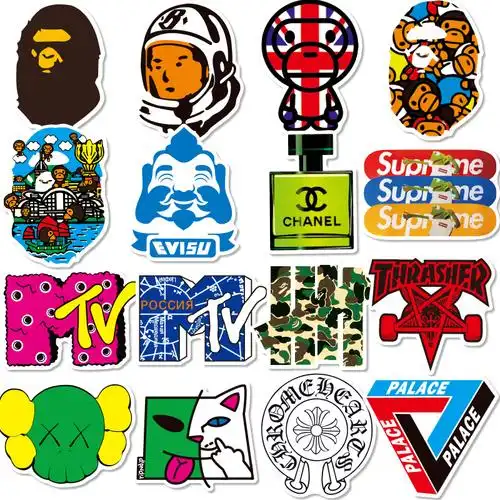 贴纸100张潮牌logo吉他滑板笔记本个性笔记本个性小贴纸