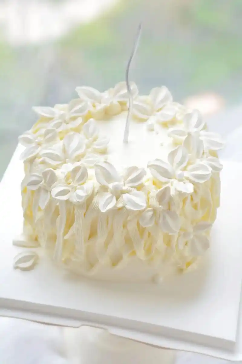 纯白色蛋糕.做好后感觉挺好看的,浪漫,唯美,关键还健康安全. - 抖音