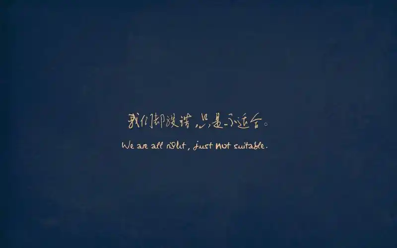 深蓝色的纯色背景搭配意味深长的伤感文字,给人感觉非常简约,换上这样