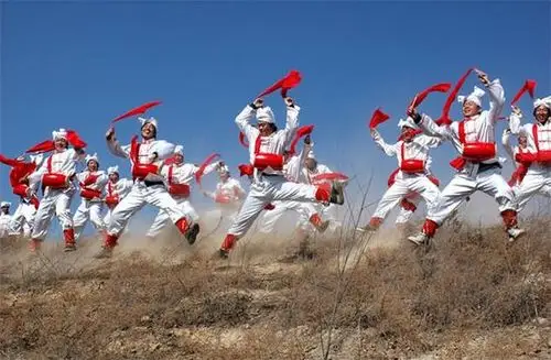 白羊肚手巾红腰带的盛装一场场安塞腰鼓的豪放一首首信天游的高亢穿透
