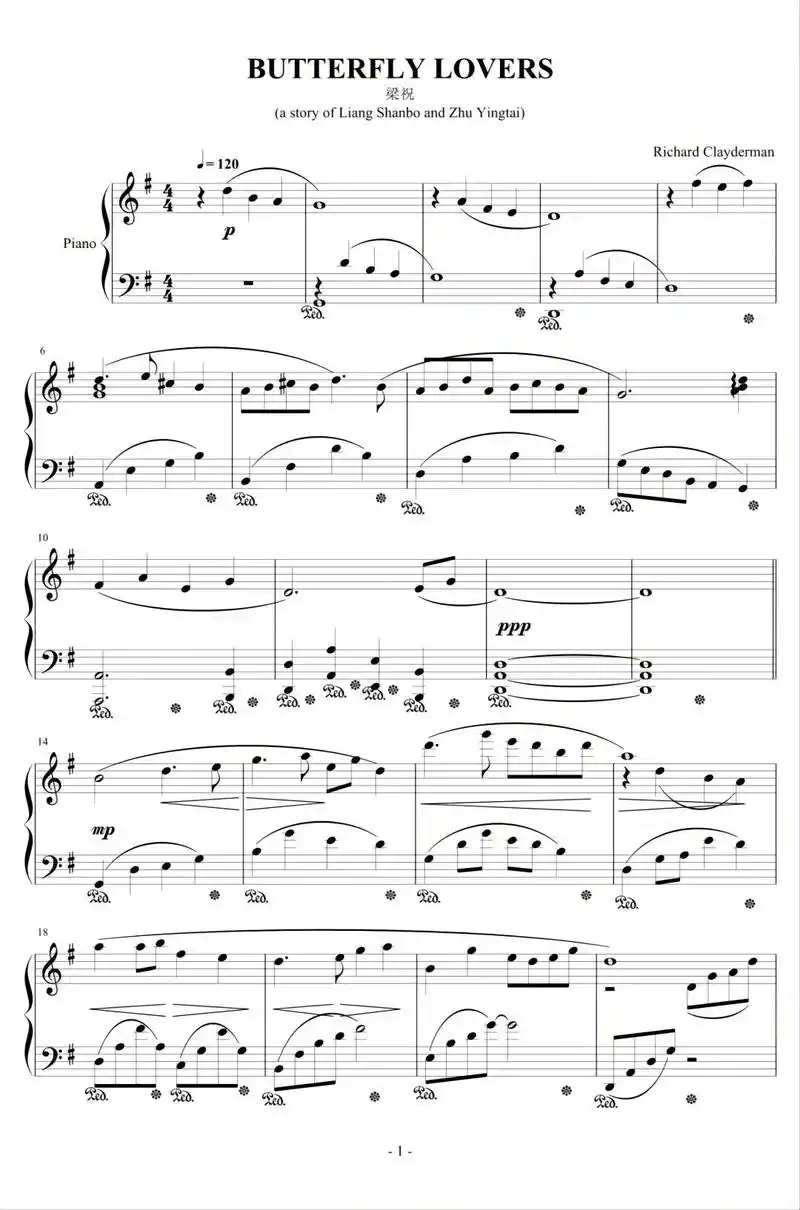 《梁祝》钢琴谱分享,带曲目讲解#钢琴谱分享#钢琴谱#钢琴简谱 - 抖音