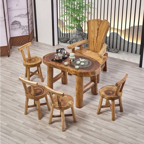 香樟木茶桌椅组合小户型阳台实木茶几禅意功夫原生态家用客厅茶台