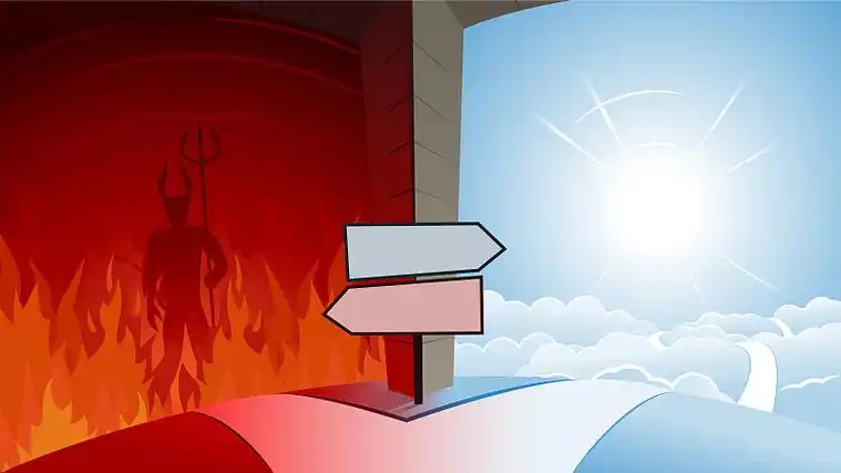 天堂或地狱路口插画下载