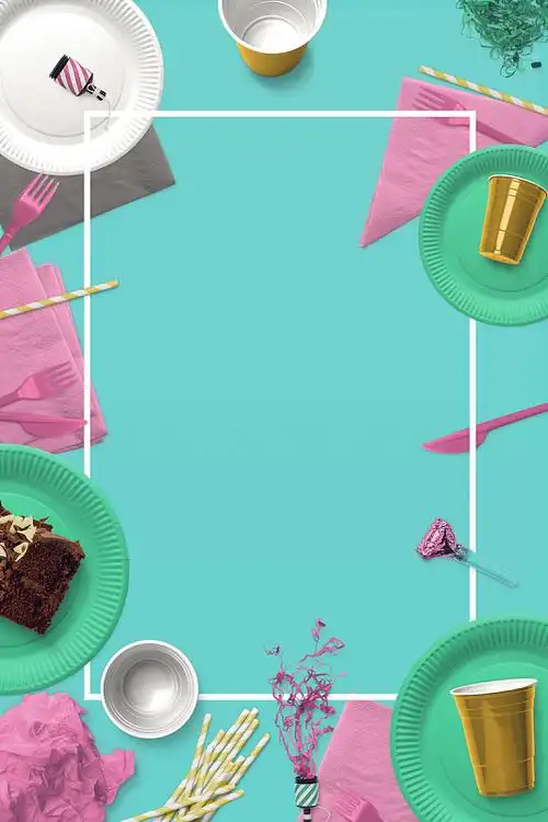 青色矢量美食下午茶海报背景素材