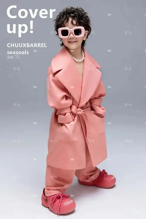 女童模特时装潮服套装写真拍照走秀儿童摄影服装多巴胺影楼时尚