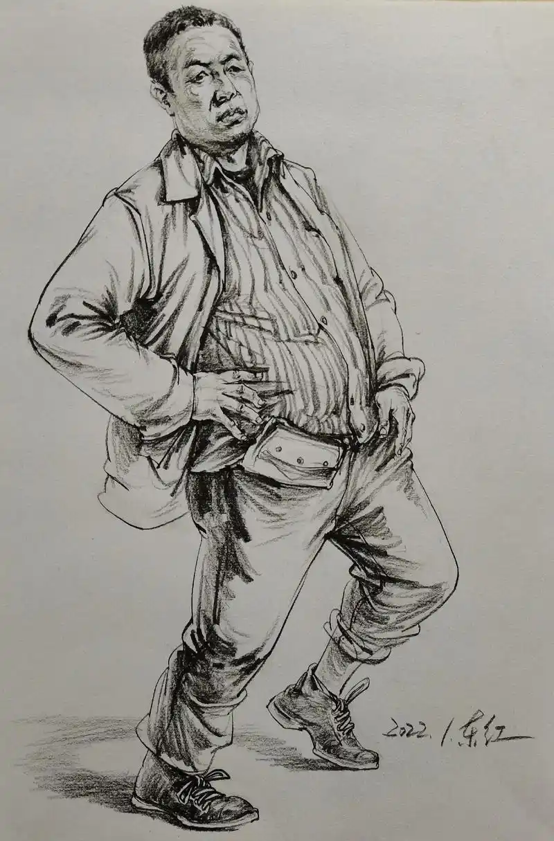 大叔与美女系列#东红速写 #线面速写 #速写人物  - 抖音