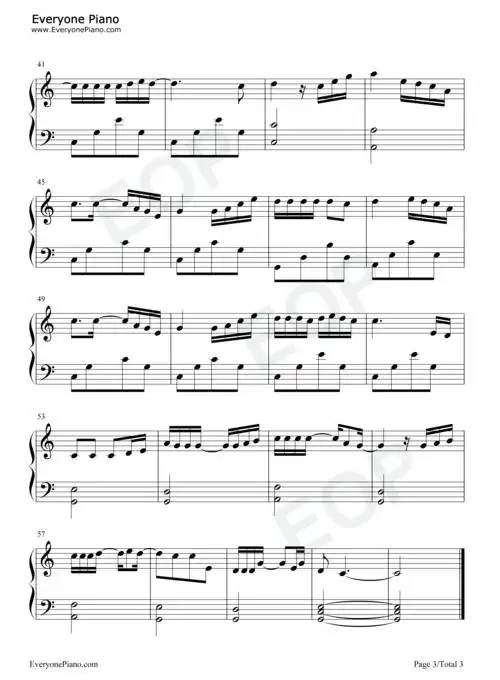 大城小爱-c调简单版五线谱预览3