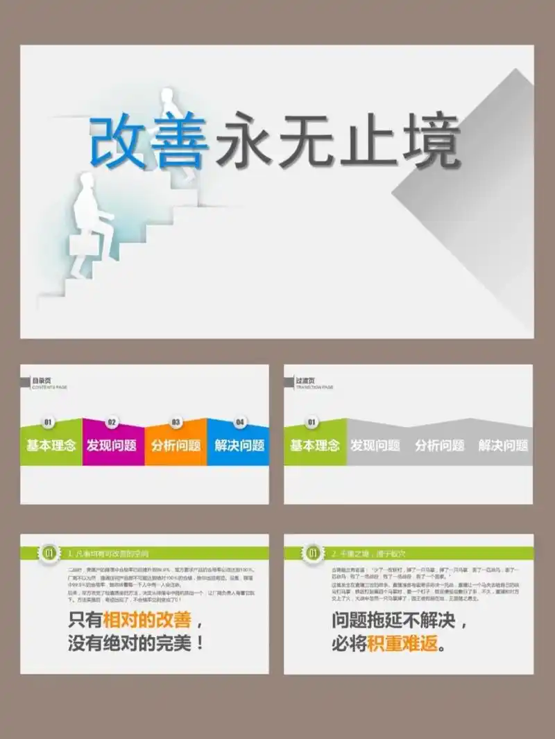 97改善永无止境ppt模板,时尚商务风.