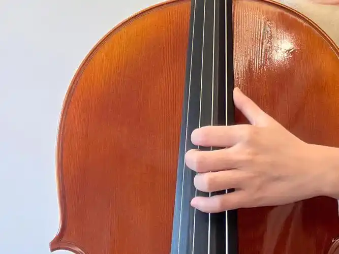 右手大拇指如图放在指板侧 食指拨弦记得开节拍器练习哦 左手也是要跟