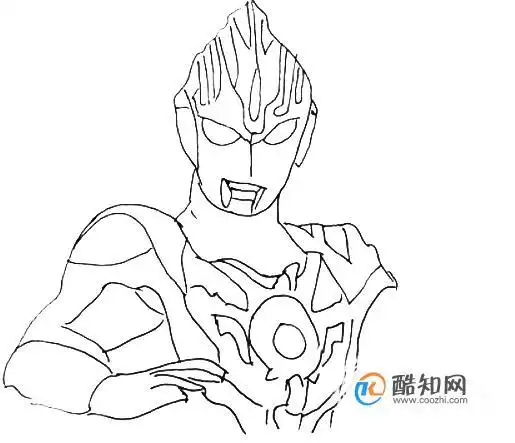 01首先画出欧布奥特曼头部,很简单是不是.02再细画头部纹路.