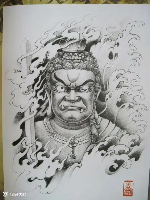 不动明王_纹身图案手稿图片_永义堂~羽的纹身作品集
