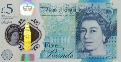 他山之石英格兰新版5英镑塑料钞