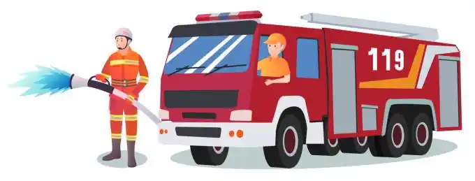 救火车灭火119 卡通矢量素材
