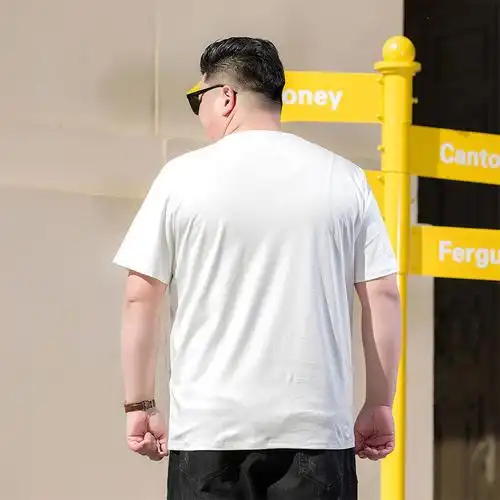 路易季胖子短袖t恤男宽松大码超大号300斤t恤男加肥加肥佬棉休闲上衣