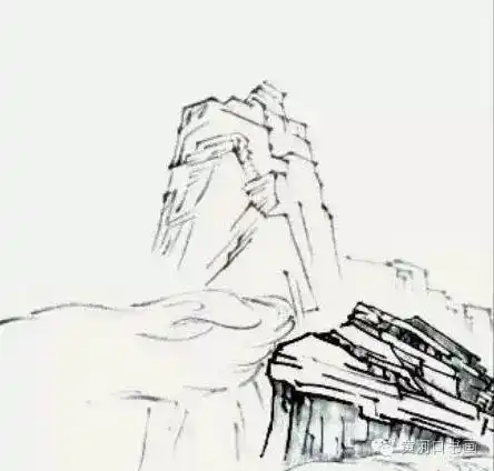 古代登临泰山时的简笔画