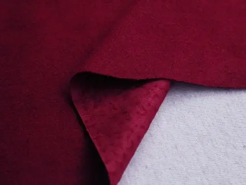 纯色酒红色微弹力针织羊毛呢薄款春秋天外套裙装面料布料清仓