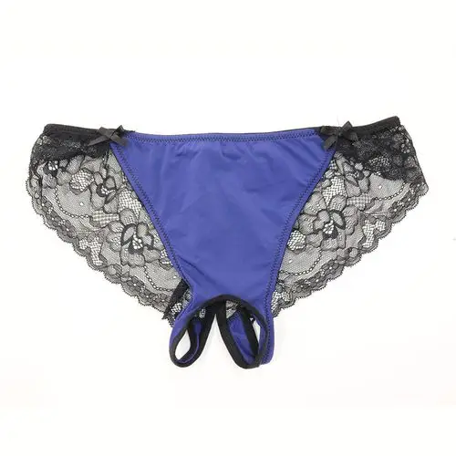 欧美女士开档内裤性感透明诱惑丝滑真丝牛奶女三角裤