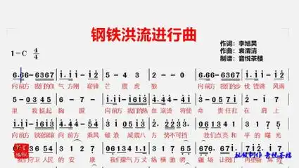 气势磅礴的《钢铁洪流进行曲》有声简谱简单版,强军必成强国可期