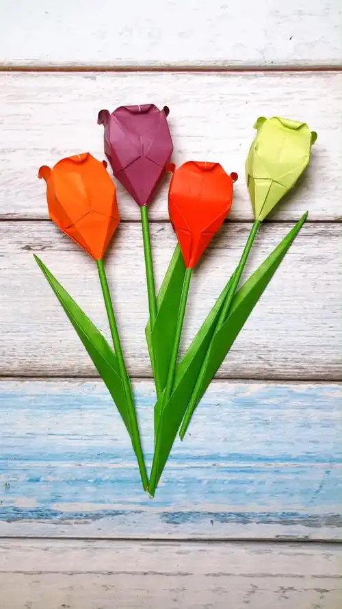 创意手工折纸diy郁金香花朵