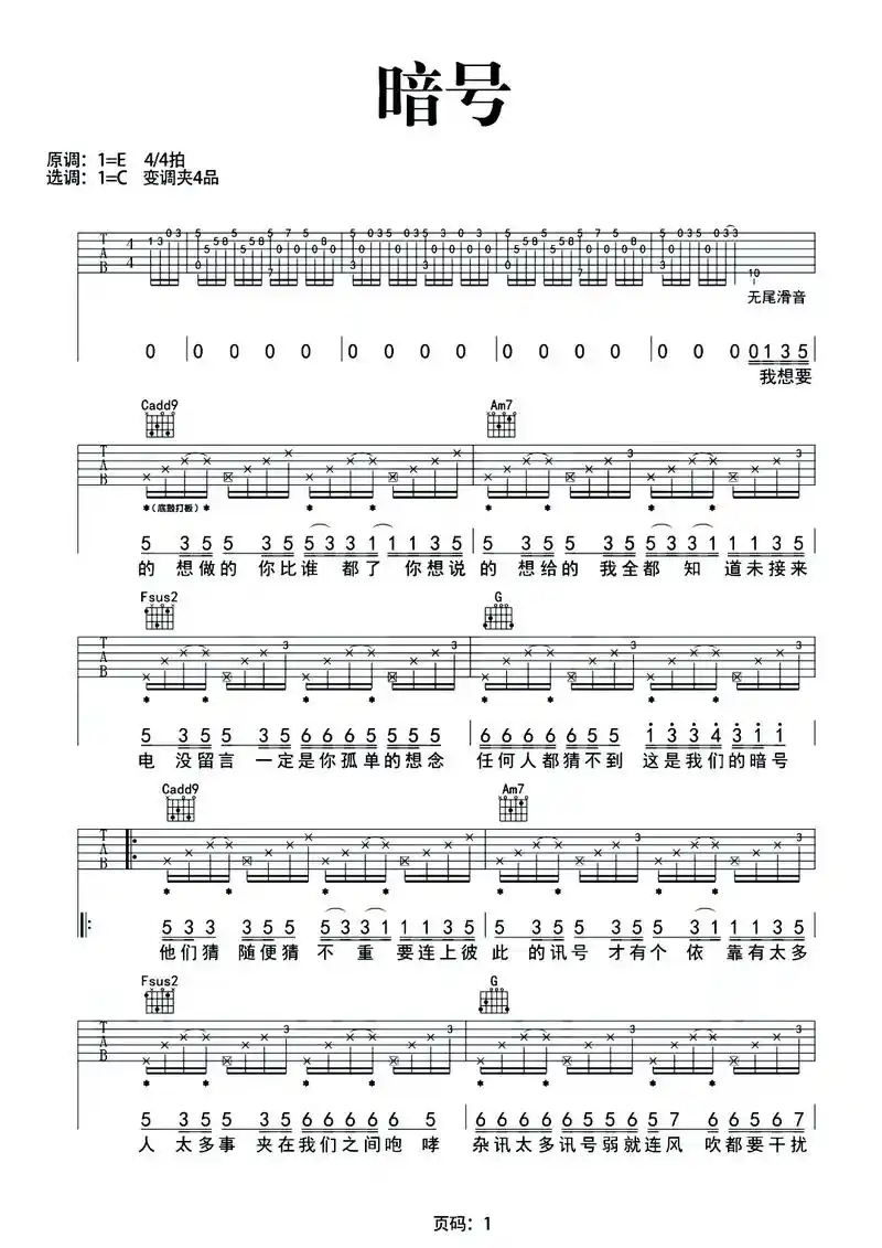 周杰伦《暗号》#周杰伦 #暗号 #吉他谱 #吉他谱分享 #吉 - 抖音