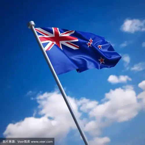 蓝天映衬下的新西兰国旗